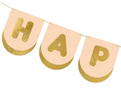 PartyDeco Baner Happy Birthday Konie - różowo-złoty, 13 x 150 cm > Girlandy I Rozety