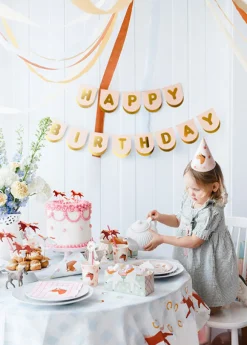 PartyDeco Baner Happy Birthday Konie - różowo-złoty, 13 x 150 cm ><noscript><img width=