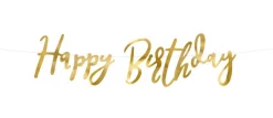 PartyDeco Baner Happy Birthday - złoty, 16,5 x 62 cm ><noscript><img width=