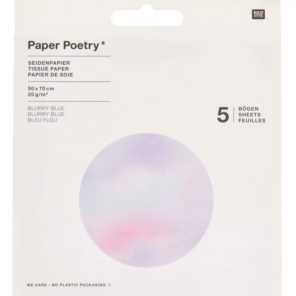 Rico Design Bibuła do pakowania prezentów Blurry Blue - Paper Poetry - 5 szt. > Bibuła I Wypełniacze Do Prezentów