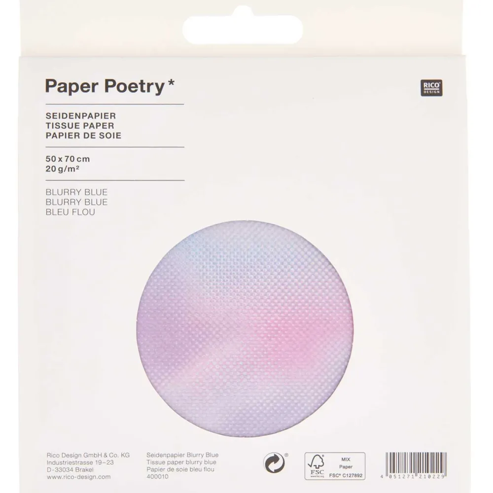 Rico Design Bibuła do pakowania prezentów Blurry Blue - Paper Poetry - 5 szt. > Bibuła I Wypełniacze Do Prezentów