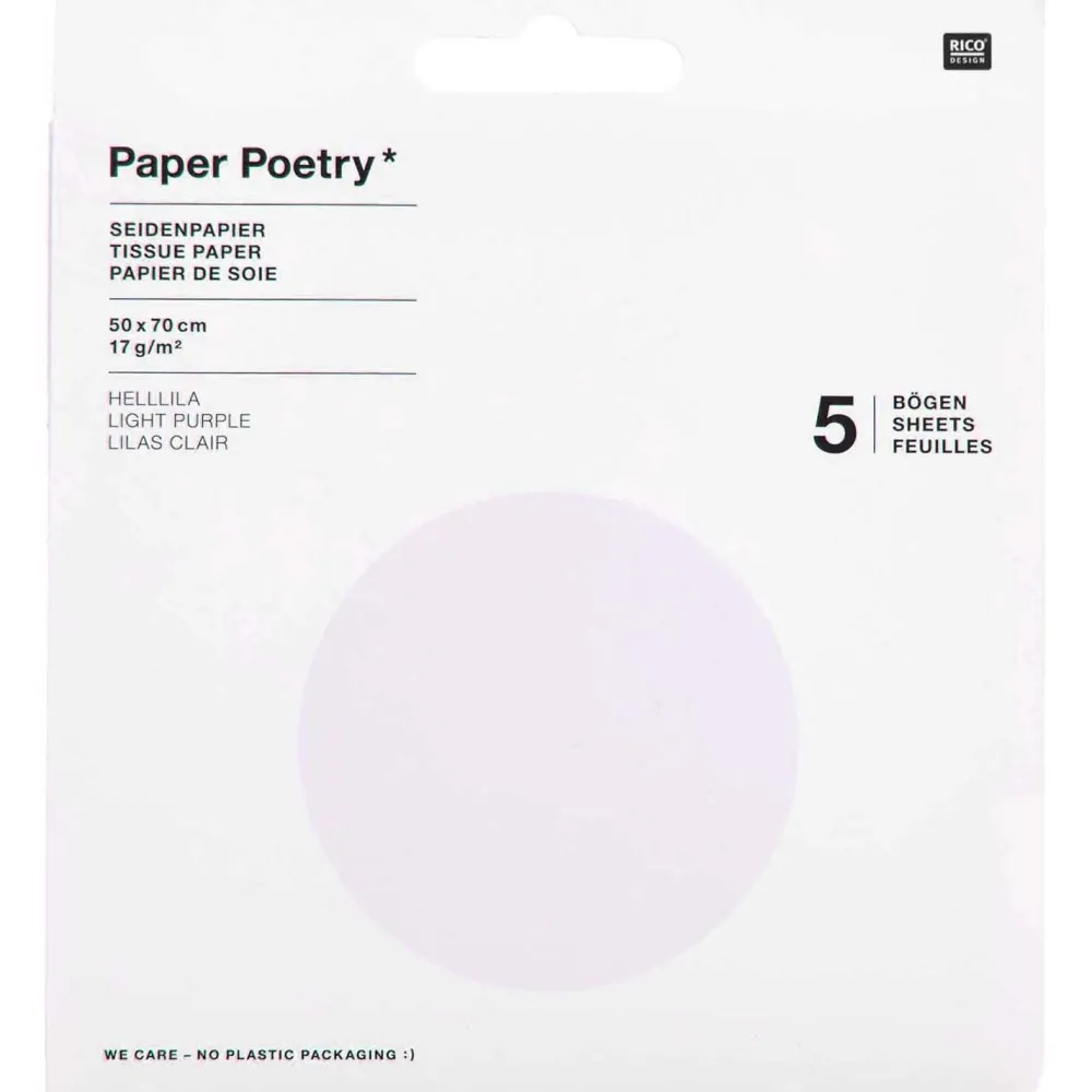 Rico Design Bibuła do pakowania prezentów Light Purple - Paper Poetry - 5 szt.