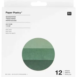 Rico Design Bibuła do pakowania prezentów - Paper Poetry - miętowa, 12 szt.
