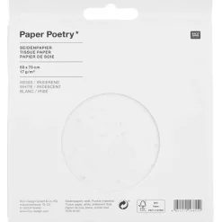 Rico Design Bibuła do pakowania prezentów - Paper Poetry - biała w opalizujące kropki, 5 szt.
