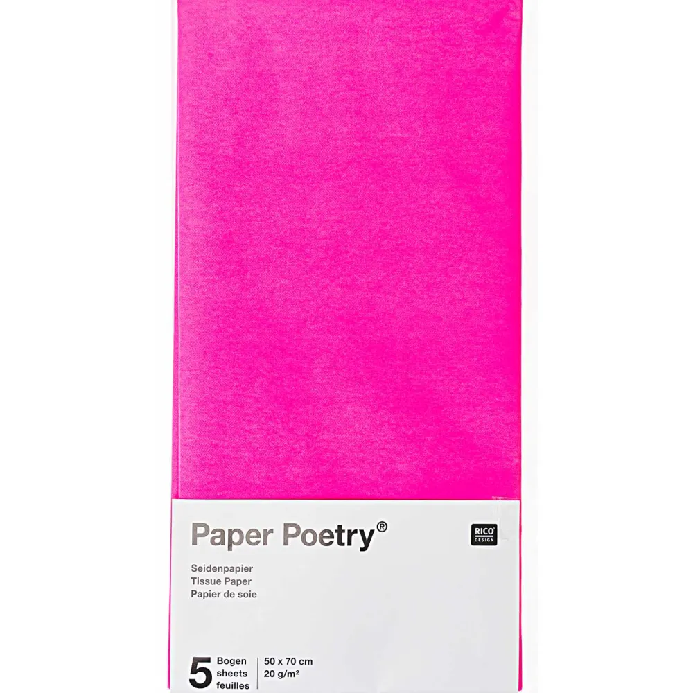 Rico Design Bibuła gładka do pakowania prezentów - Paper Poetry - fuksja, 5 szt. > Bibuła I Wypełniacze Do Prezentów