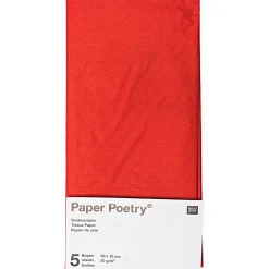 Rico Design Bibuła gładka do pakowania prezentów - Paper Poetry - czerwona, 5 szt.
