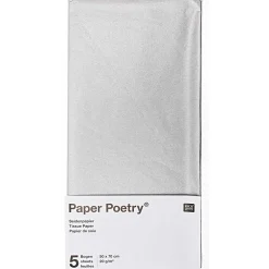 Rico Design Bibuła gładka do pakowania prezentów - Paper Poetry - srebrna, 5 szt.