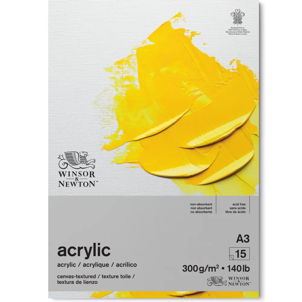 Winsor & Newton Blok do akryli Acrylic - - canvas, A3, 300g, 15 ark.