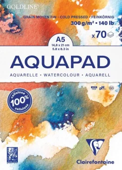 Clairefontaine Blok do akwareli Aquapad Watercolour - - cold pressed, A5, 300 g, 70 ark. > Papier Do Akwareli