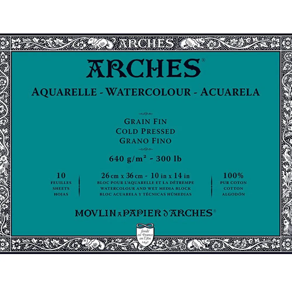 Arches Blok do akwareli - - cold pressed, 26 x 36 cm, 640 g, 10 ark. > Papier Do Akwareli
