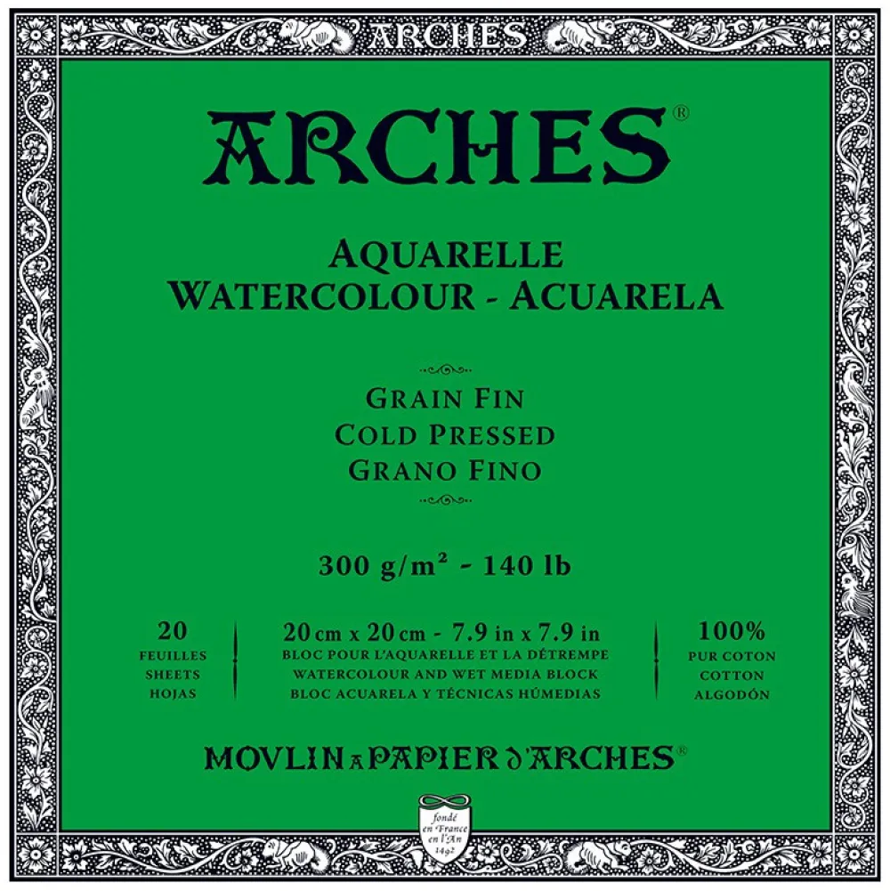 Arches Blok do akwareli - - cold pressed, 20 x 20 cm, 300 g, 20 ark.