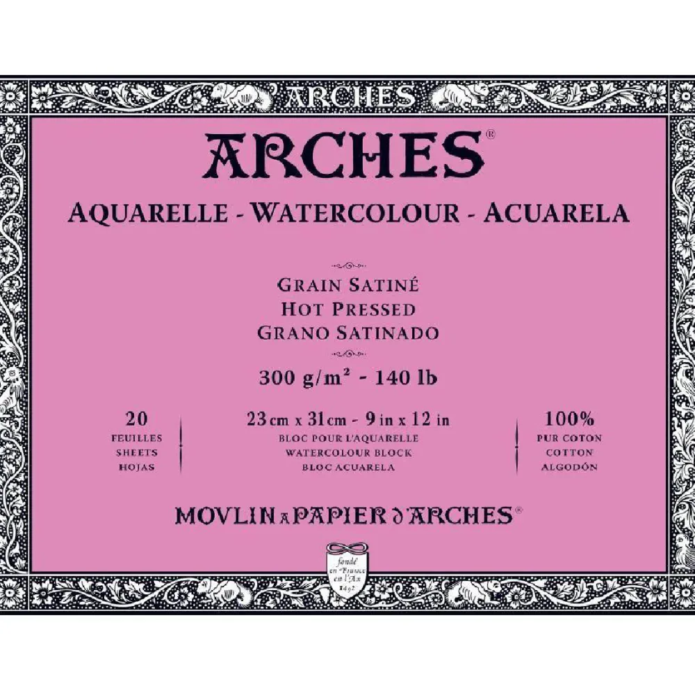 Arches Blok do akwareli - - hot pressed, 23 x 31 cm, 300 g, 20 ark. > Papier Do Akwareli