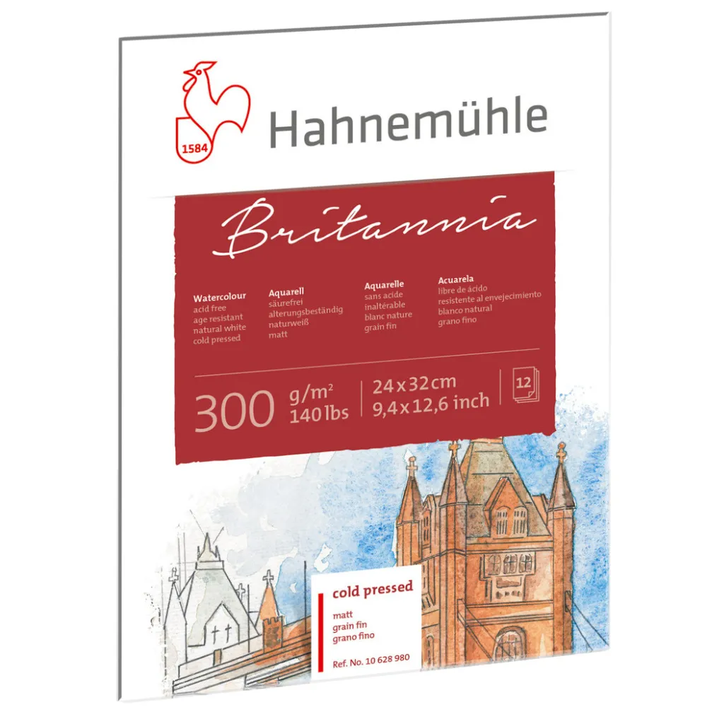 Hahnemuhle Blok do akwareli Britannia - Hahnemühle - cold pressed, 24 x 32 cm, 300 g, 12 ark. > Papier Do Akwareli