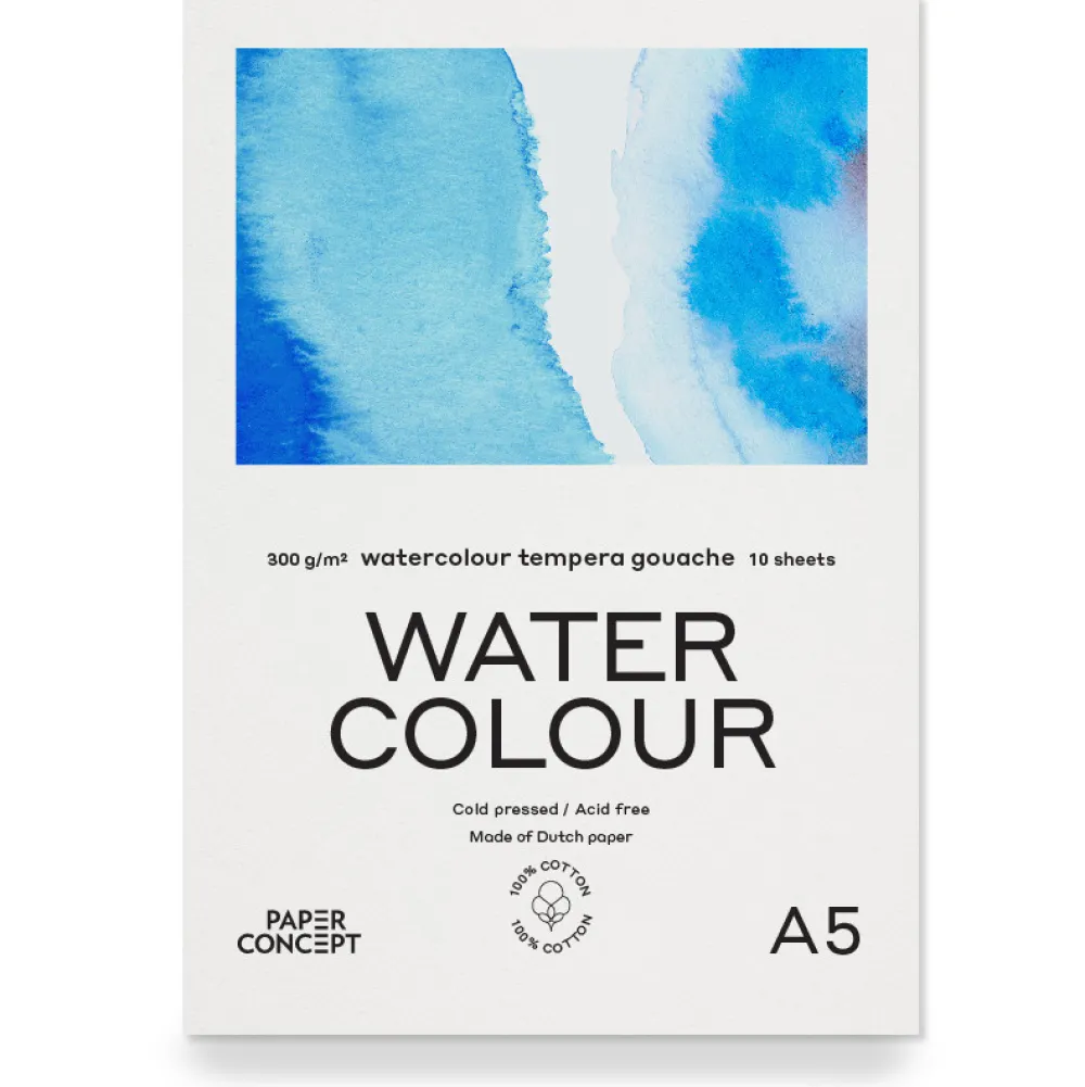 PaperConcept Blok do akwareli 100% Cotton - - A5 300 g 10 ark.