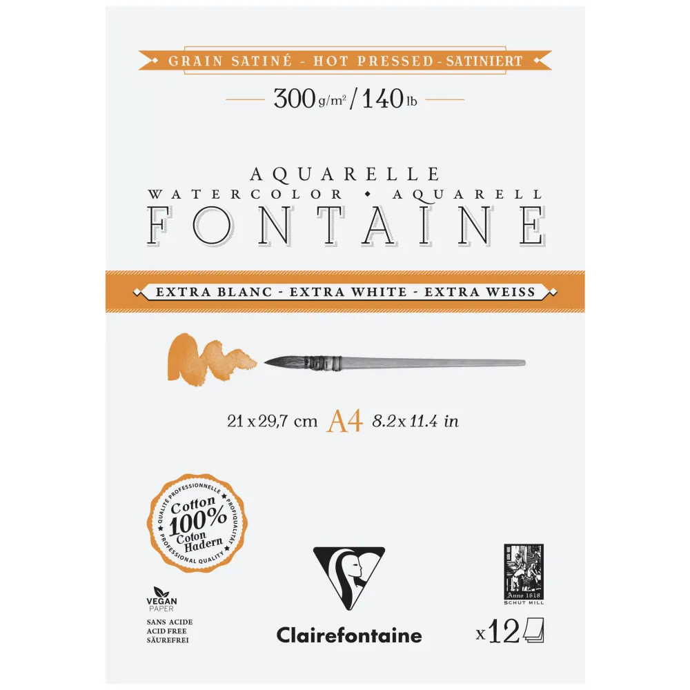 Clairefontaine Blok do akwareli Fontaine Watercolour - - hot pressed, A3, 300 g, 12 ark. > Papier Do Akwareli