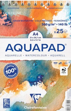 Clairefontaine Blok do akwareli na spirali Aquapad Watercolour - - A5, 300 g, 25 ark. ><noscript><img width=