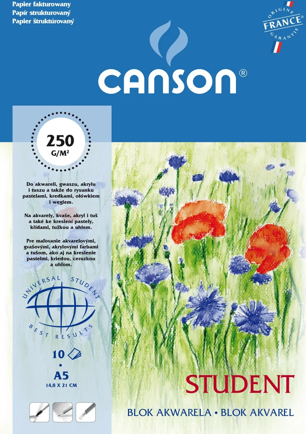 Canson Blok do akwareli Student A5 - - 250 g, 10 ark.