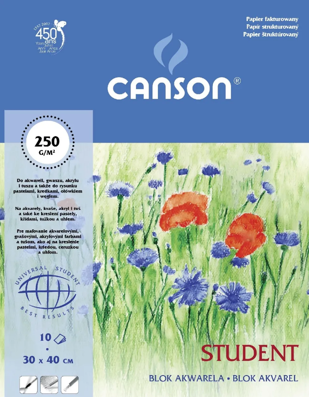 Canson Blok do akwareli Student 30 x 40 cm - - 250 g, 10 ark. > Papier Do Akwareli