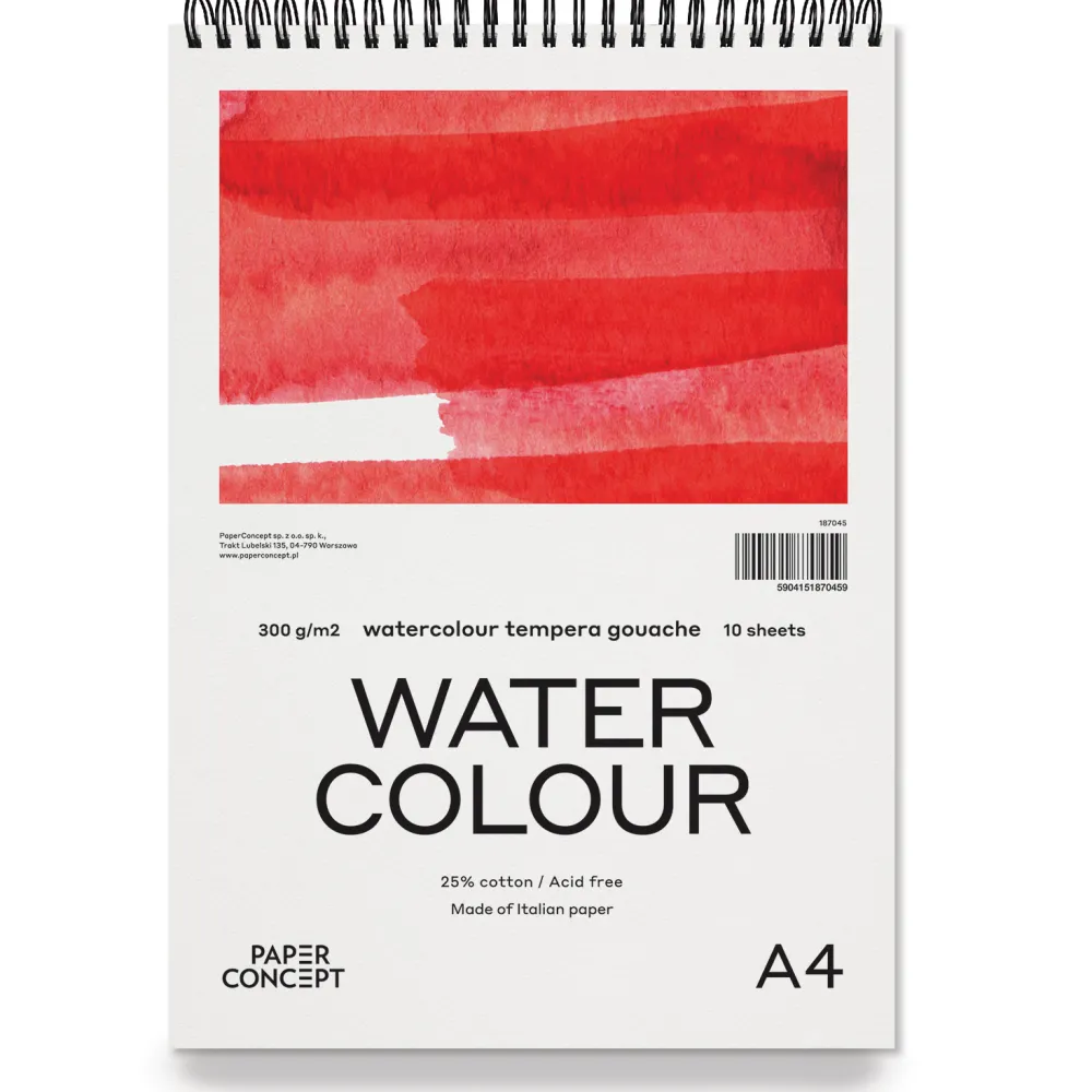 PaperConcept Blok do akwareli Watercolour na spirali - - cold press A4 300 g 10 ark.