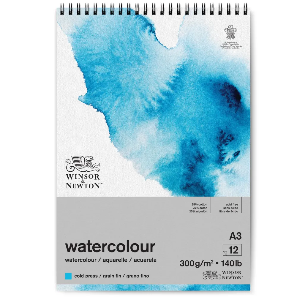 Winsor & Newton Blok do akwareli ze spiralą - - cold press, A3, 300g, 12 ark.