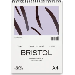 PaperConcept Blok do kredek i tuszu Bristol na spirali - - smooth A4 190 g 40 ark.