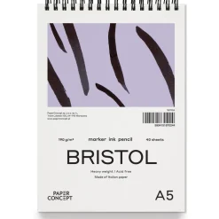 PaperConcept Blok do kredek i tuszu Bristol na spirali - - smooth A5 190 g 40 ark. > Bloki Szkicowe|Bloki Uniwersalne
