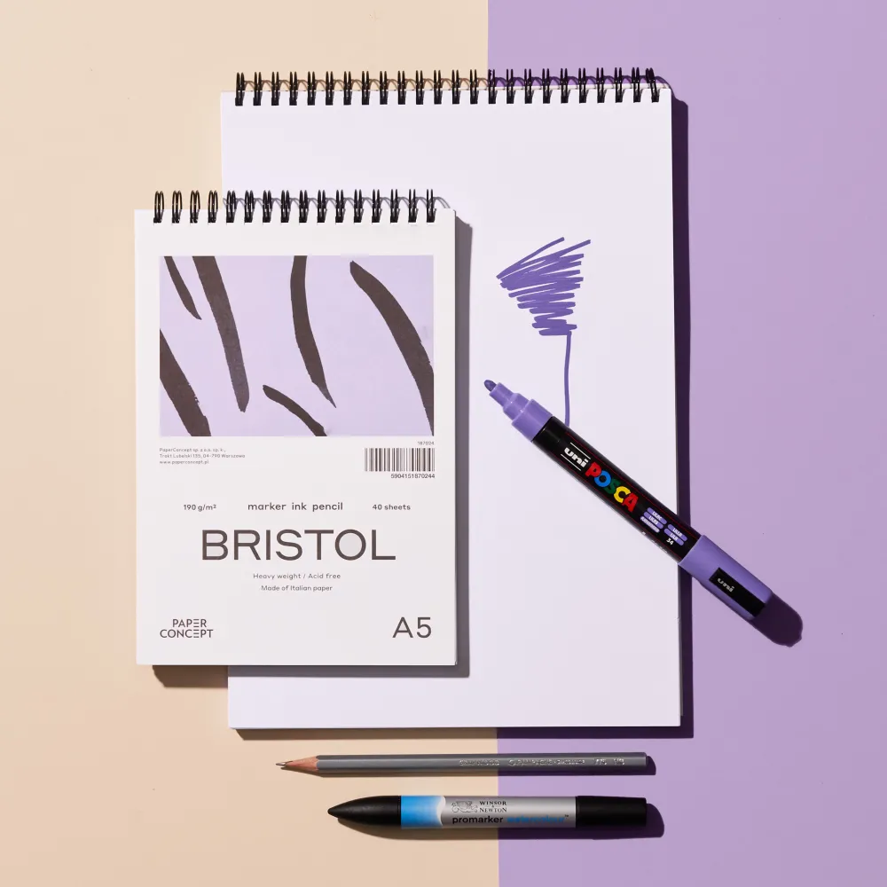 PaperConcept Blok do kredek i tuszu Bristol na spirali - - smooth A5 190 g 40 ark. > Bloki Szkicowe|Bloki Uniwersalne
