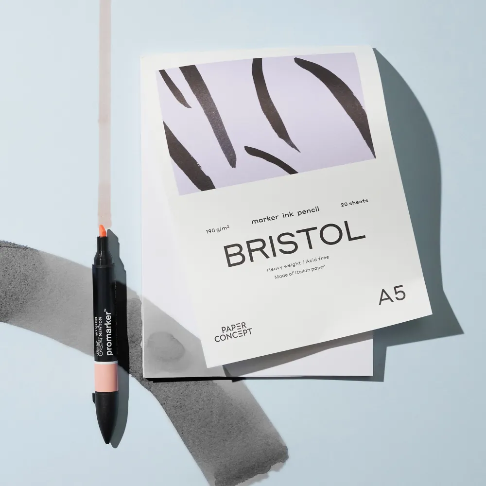 PaperConcept Blok do kredek i tuszu Bristol - - smooth A5 190 g 20 ark.