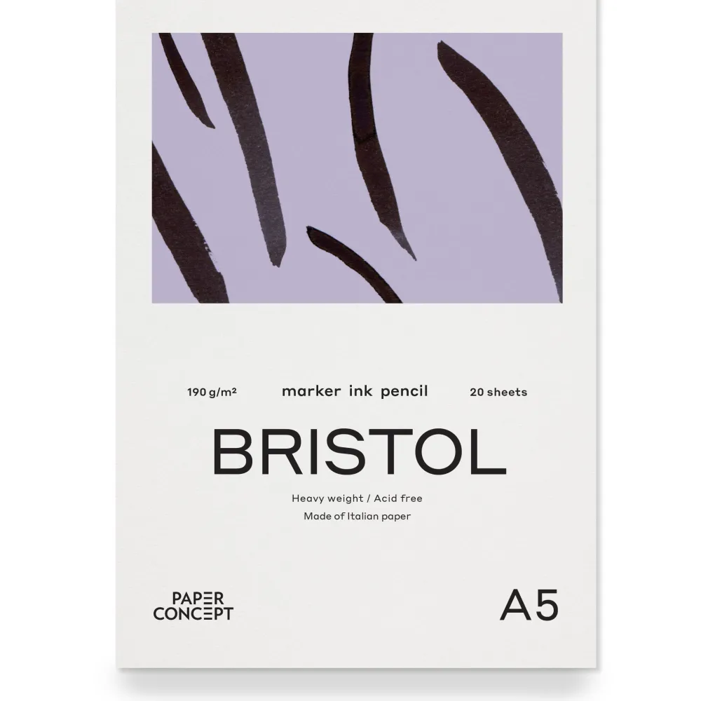 PaperConcept Blok do kredek i tuszu Bristol - - smooth A5 190 g 20 ark.