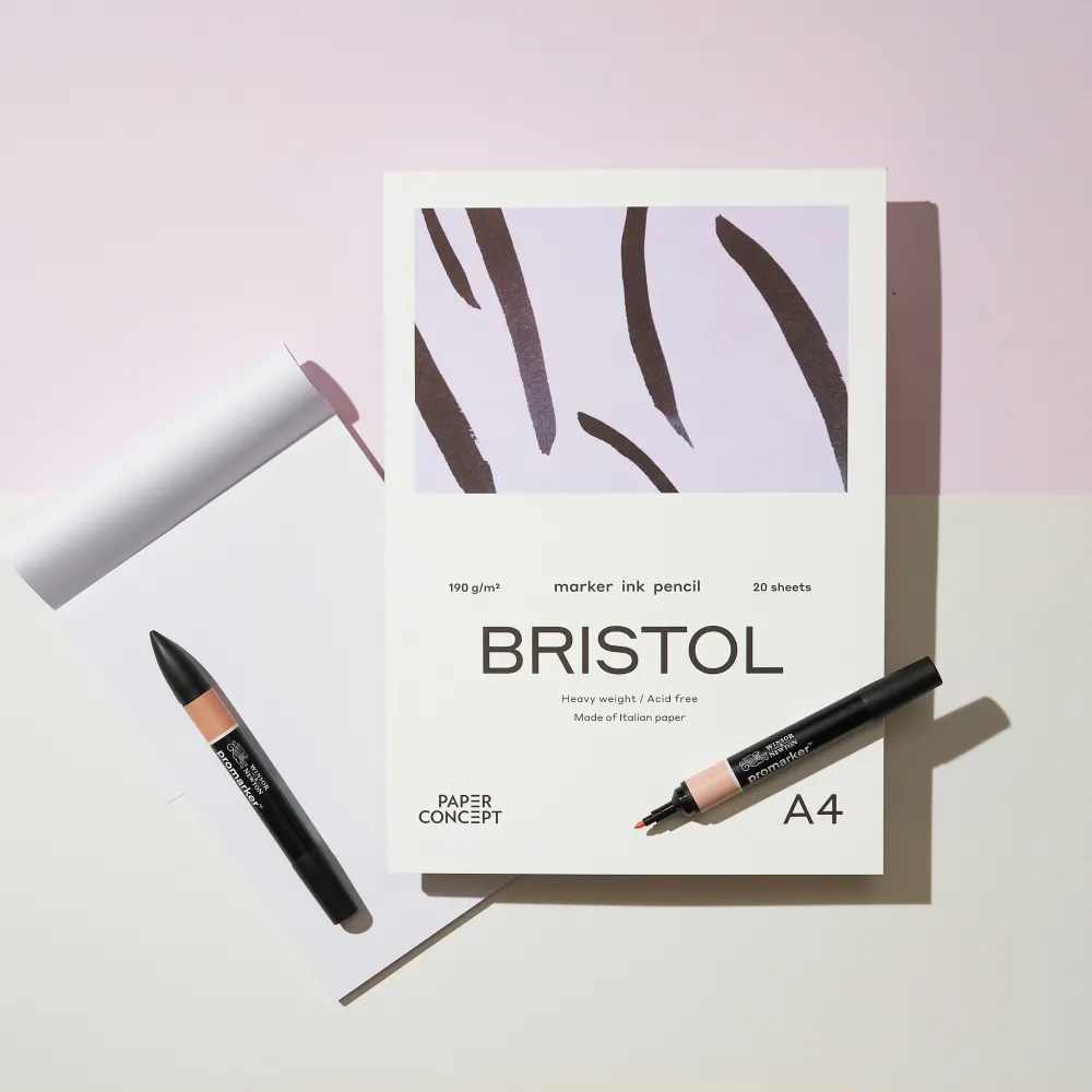 PaperConcept Blok do kredek i tuszu Bristol - - smooth A3 190 g 20 ark.