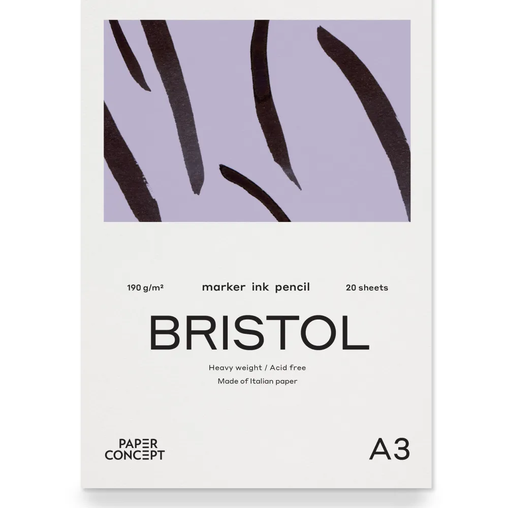 PaperConcept Blok do kredek i tuszu Bristol - - smooth A3 190 g 20 ark.
