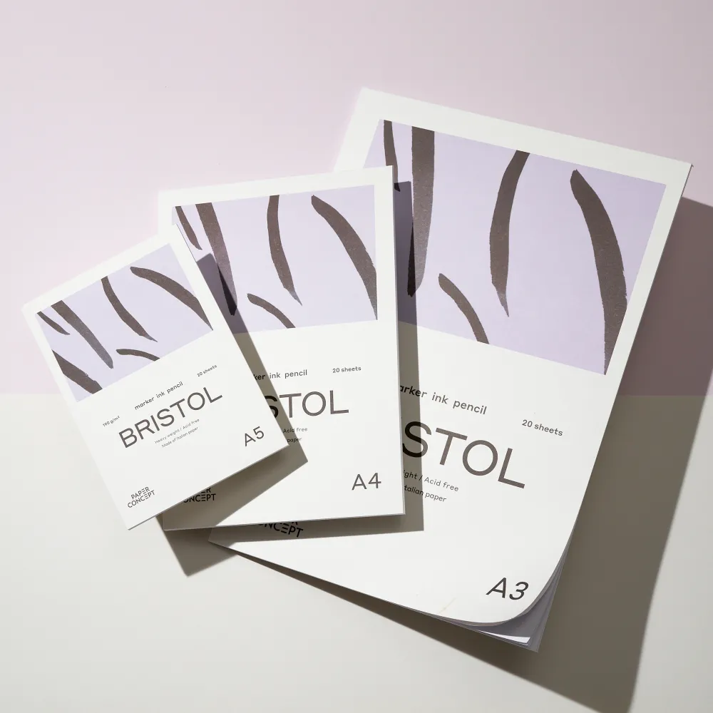 PaperConcept Blok do kredek i tuszu Bristol - - smooth A3 190 g 20 ark.