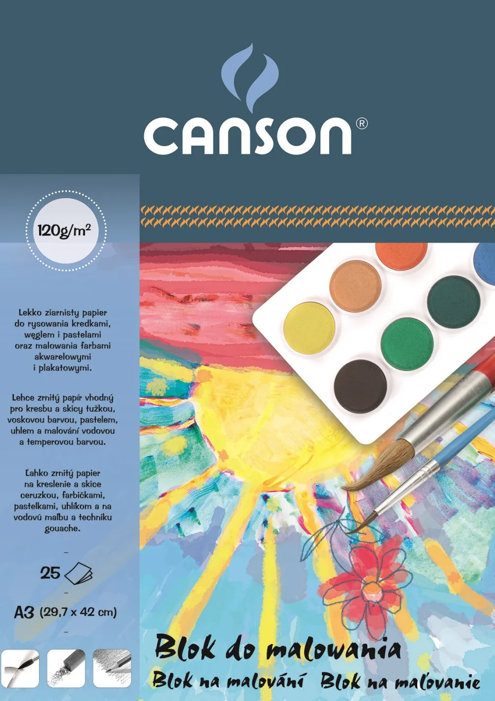 Canson Blok do malowania A3 - - biały, 120 g, 25 ark. > Bloki Szkolne|Bloki Rysunkowe