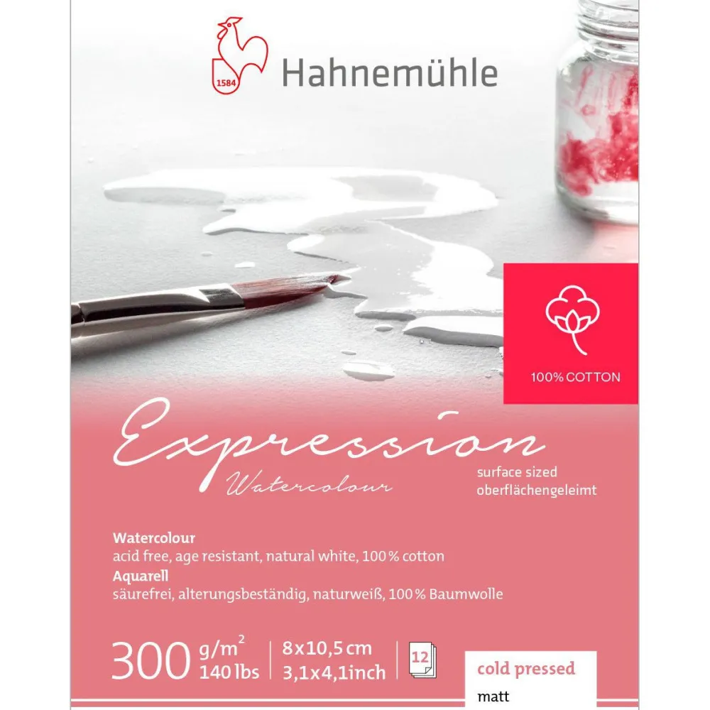 Hahnemuhle Blok mini do akwareli Expression Watercolour - Hahnemühle - 8 x 10,5 cm 300 g 12 ark. > Papier Do Akwareli