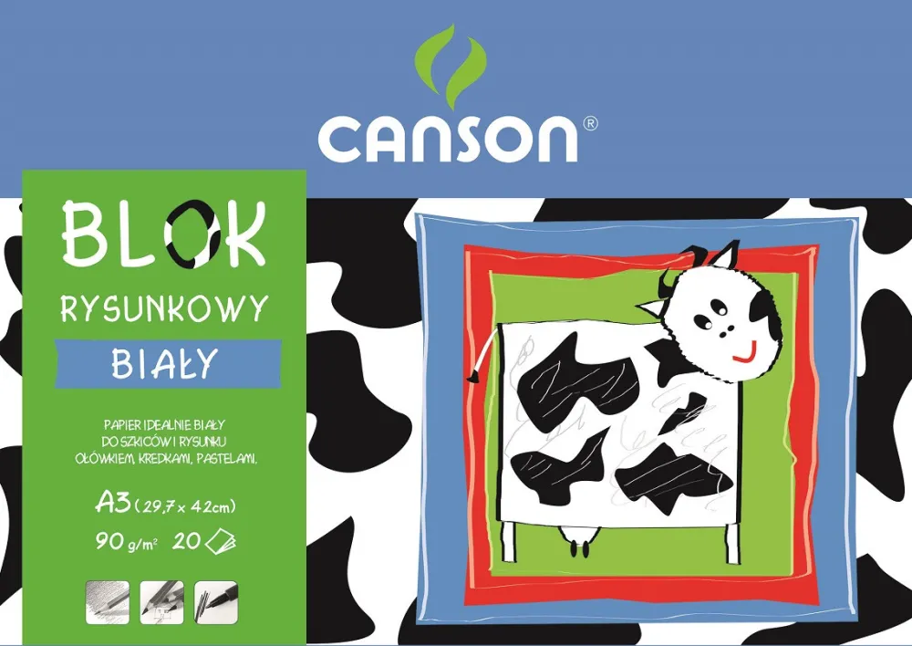 Canson Blok rysunkowy A3 - - biały, 90 g, 20 ark. > Bloki Szkolne|Bloki Rysunkowe
