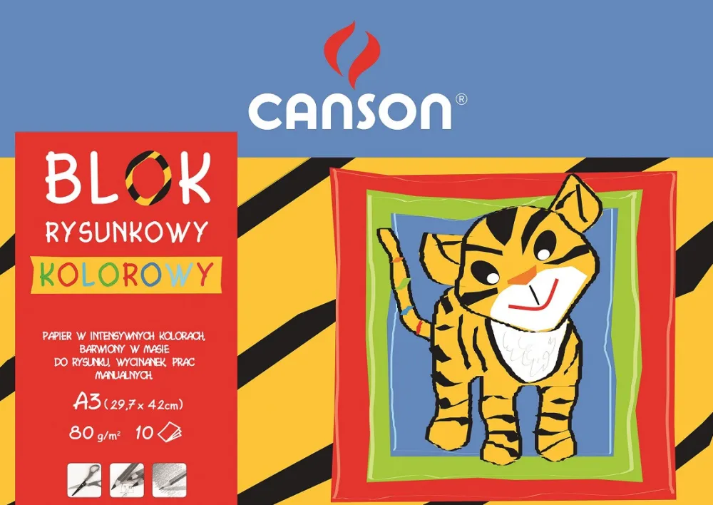 Canson Blok rysunkowy A3 - - kolorowy, 70 g, 10 ark.