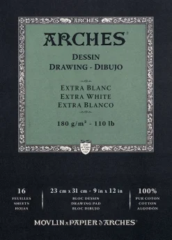 Arches Blok rysunkowy - - extra white, 23 x 31 cm, 180 g, 16 ark.