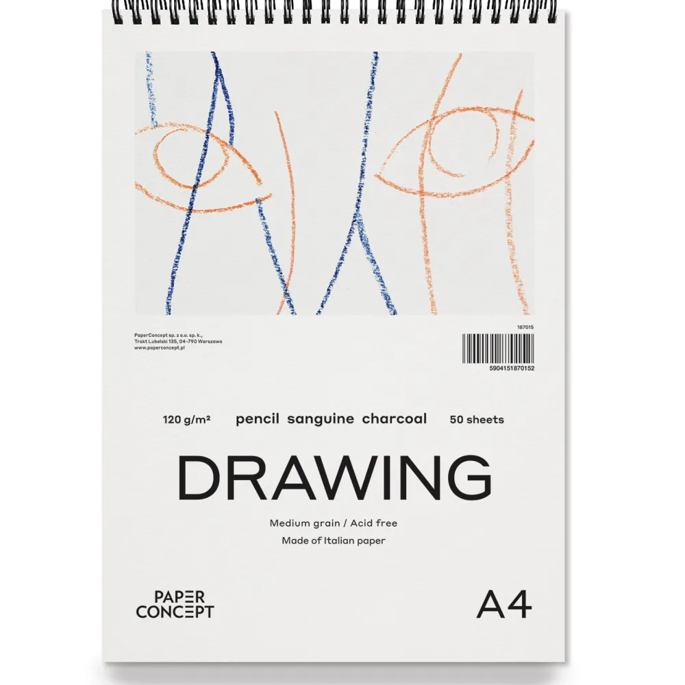 PaperConcept Blok rysunkowy Drawing na spirali - - medium grain A4 120 g 50 ark. > Bloki Szkicowe|Bloki Rysunkowe