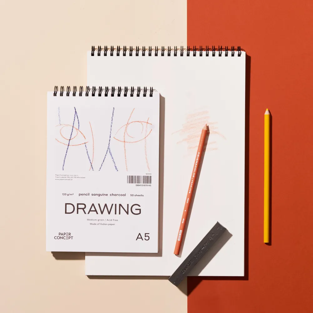 PaperConcept Blok rysunkowy Drawing na spirali - - medium grain A4 120 g 50 ark. > Bloki Szkicowe|Bloki Rysunkowe