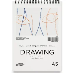 PaperConcept Blok rysunkowy Drawing na spirali - - medium grain A5 120 g 50 ark.