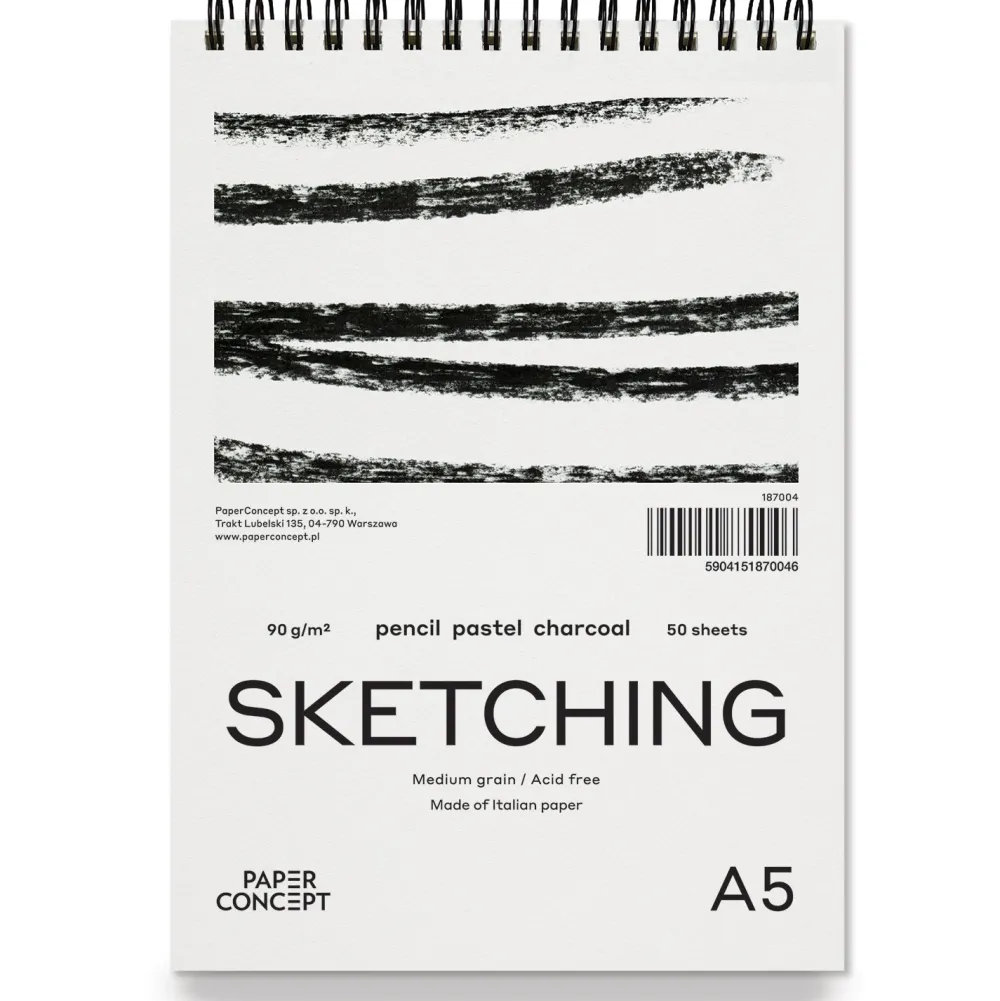 PaperConcept Blok szkicowy Sketching na spirali - - medium grain A5 90 g 50 ark.