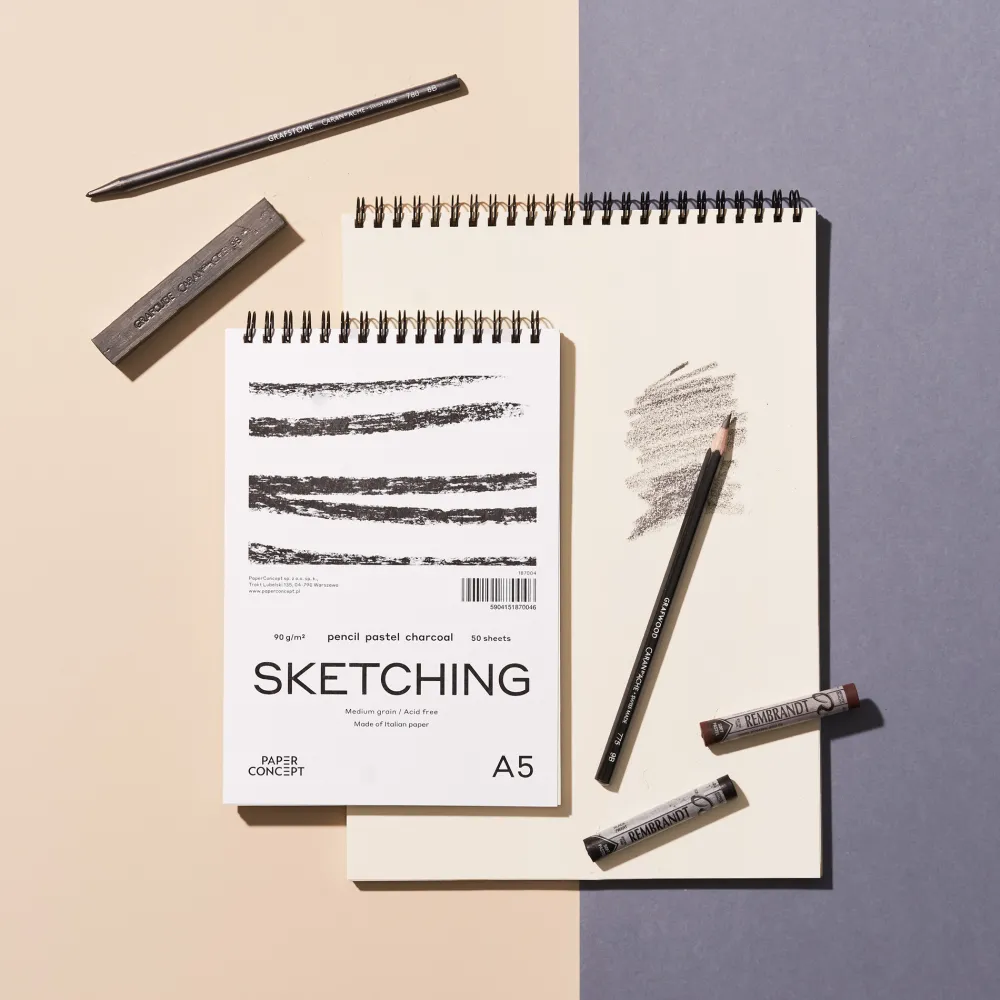 PaperConcept Blok szkicowy Sketching na spirali - - medium grain A4 90 g 50 ark. > Bloki Szkicowe|Bloki Rysunkowe