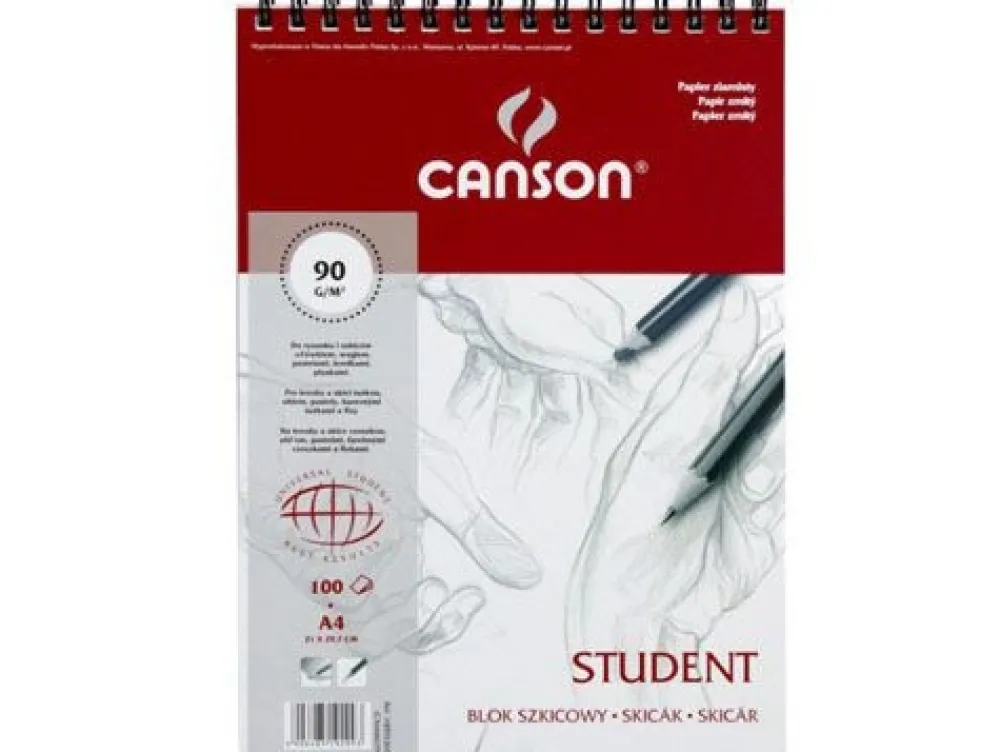 Canson Blok szkicowy Student A4 - - spirala, 90 g, 100 ark. > Bloki Szkicowe