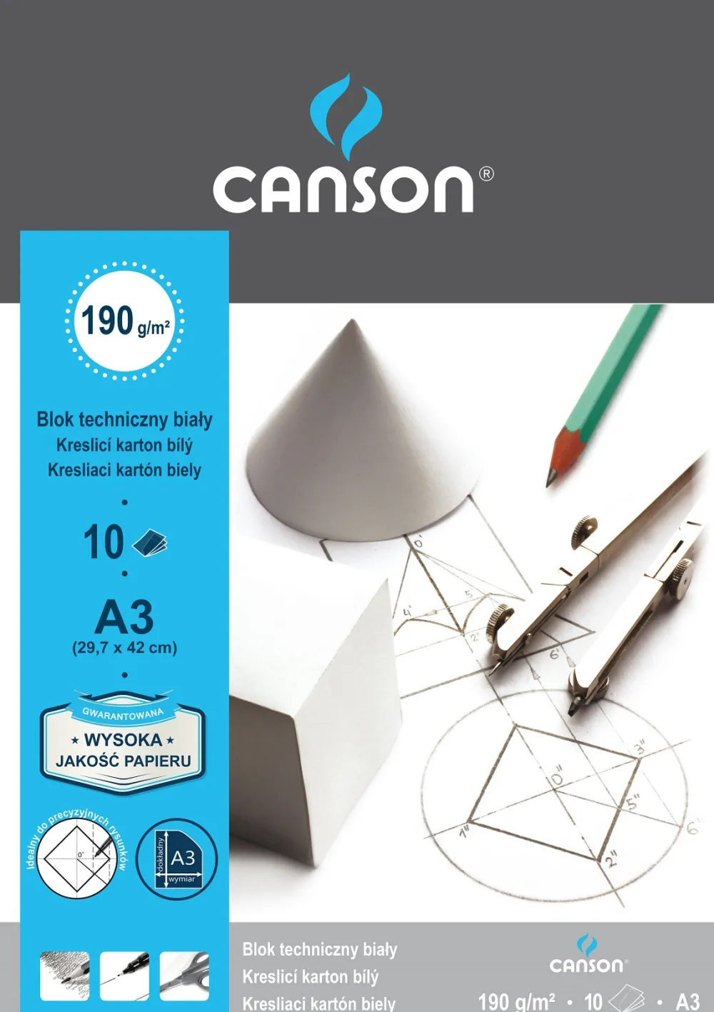 Canson Blok techniczny A3 - - biały, 190 g, 10 ark.
