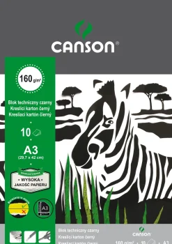 Canson Blok techniczny A3 - - czarny, 160 g, 10 ark. > Bloki Kolorowe|Bloki Szkolne
