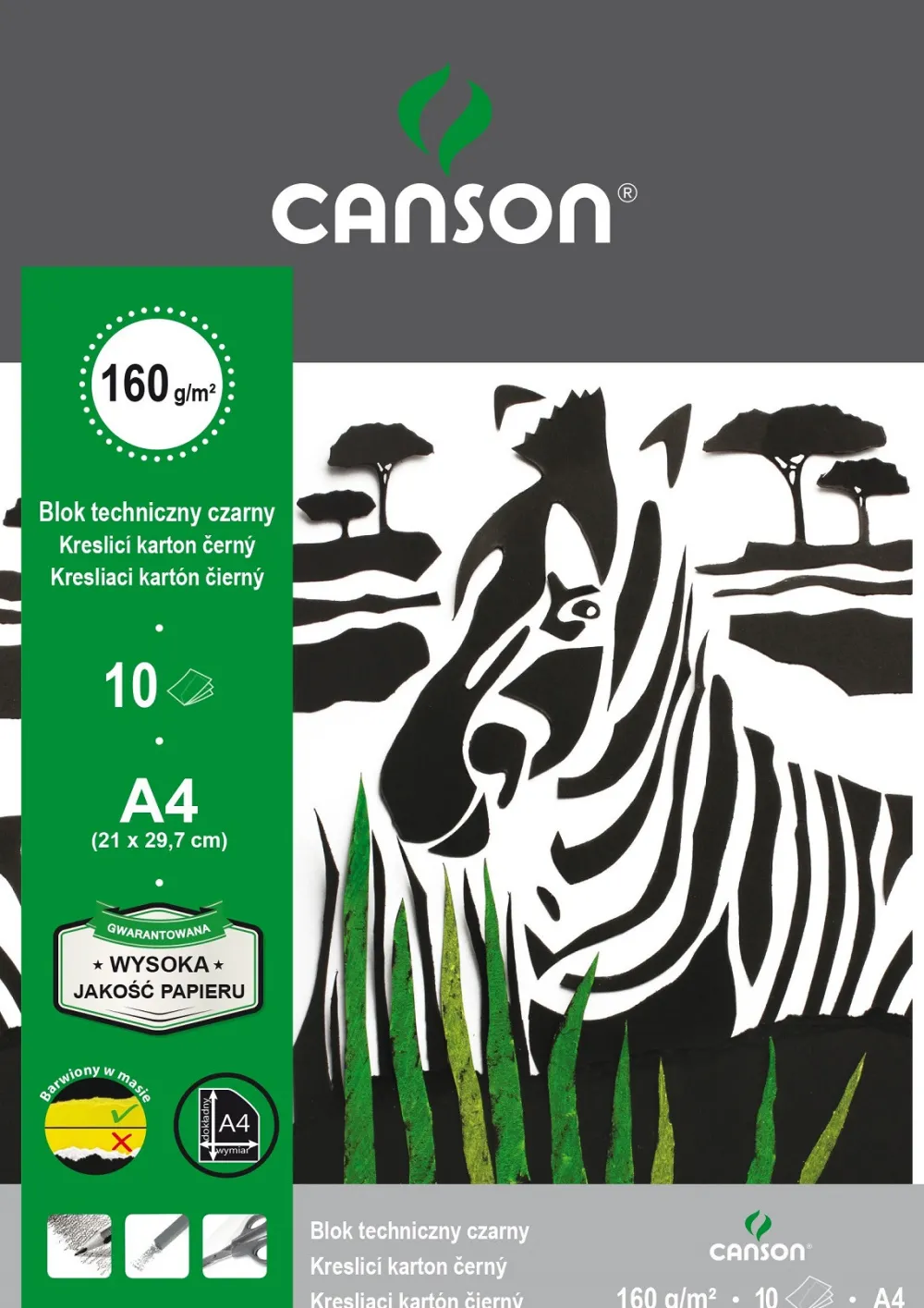 Canson Blok techniczny A4 - - czarny, 160 g, 10 ark.