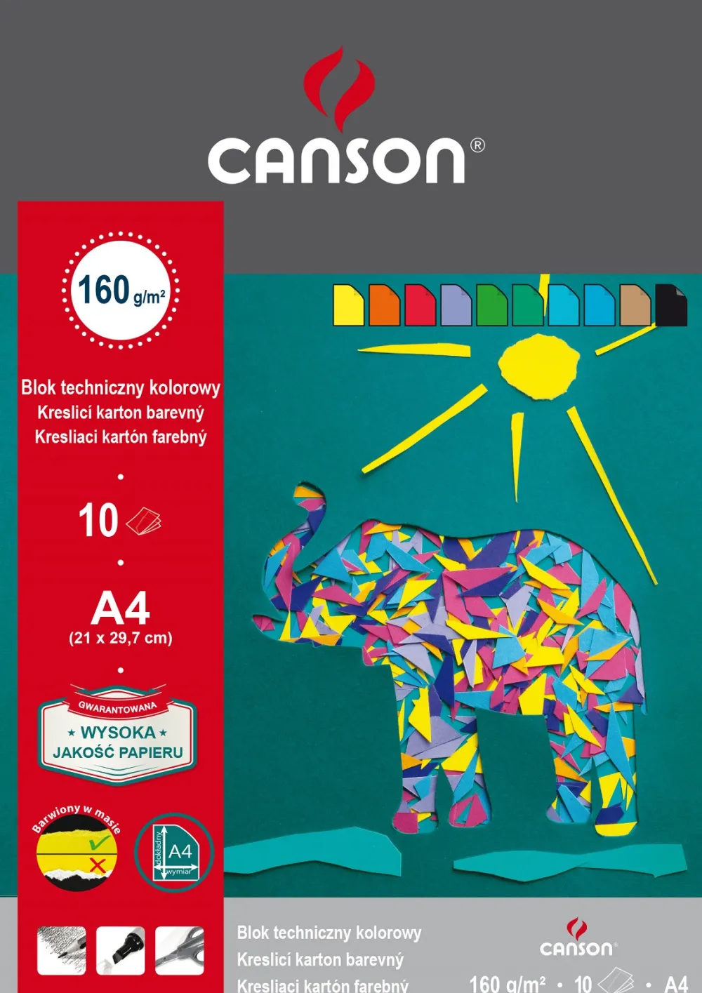 Canson Blok techniczny A4 - - kolorowy, 160 g, 10 ark. > Bloki Kolorowe|Bloki Szkolne