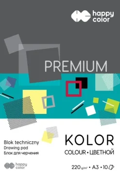Happy Color Blok techniczny Premium A3 - - kolorowy, 220 g, 10 ark. > Bloki Szkolne