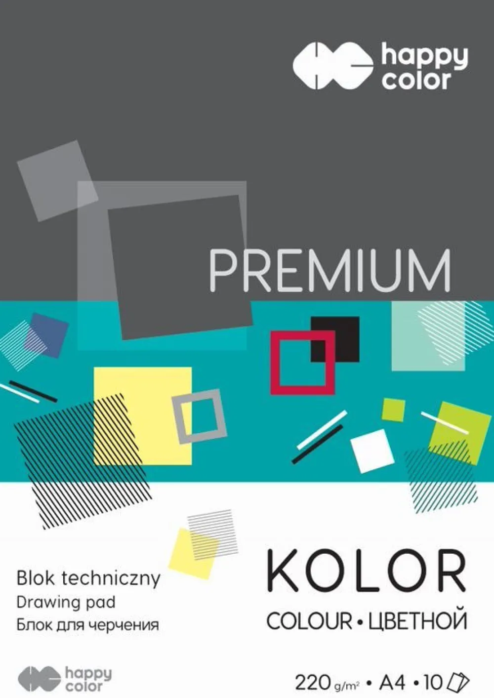 Happy Color Blok techniczny Premium A4 - - kolorowy, 220 g, 10 ark.