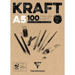 Clairefontaine Blok uniwersalny Kraft Mixed Media - - brązowy, A5, 90g, 100 ark.
